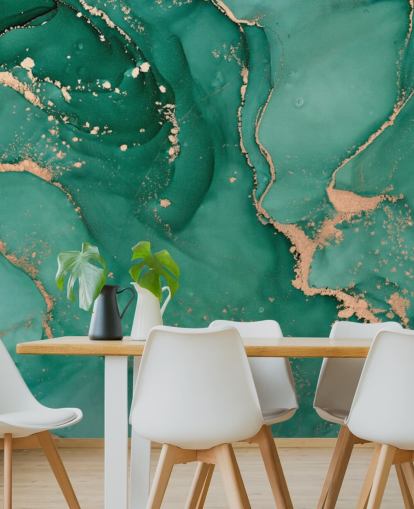 papel pintado efecto mármol verde azulado