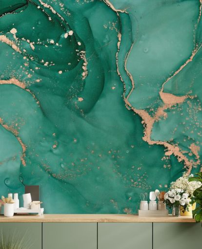 carta da parati effetto marmo verde acqua