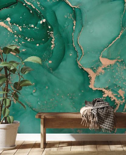 teal green marble effect wallpaper