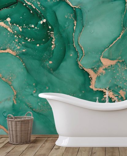 carta da parati effetto marmo verde acqua