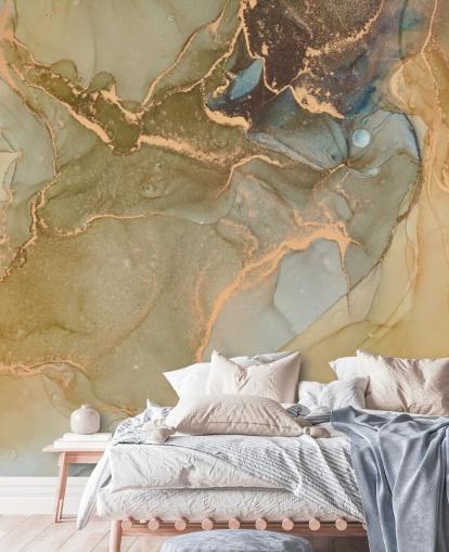 papel pintado de mármol neutro y dorado