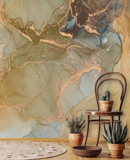 neutral and gold toned marble wallpaper
