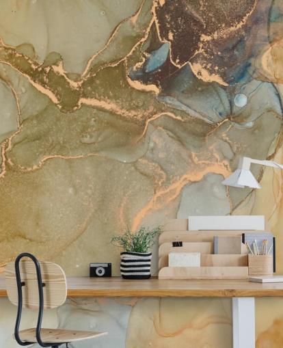 papel pintado de mármol neutro y dorado