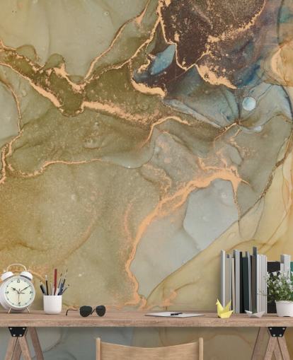 papel de parede de mármore neutro e dourado