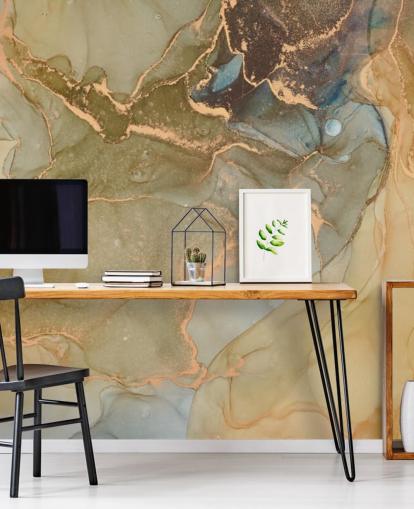 neutral and gold toned marble wallpaper