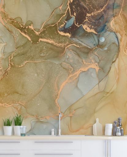 neutral and gold toned marble wallpaper