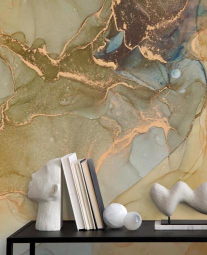 neutral och guld tonas marmor tapeter