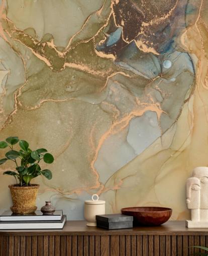neutral og guld tonet marmor tapet