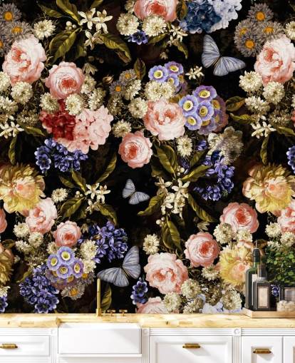 mörka blommor i lila och rosa tapeter mörka blommor i lila och rosa tapeter