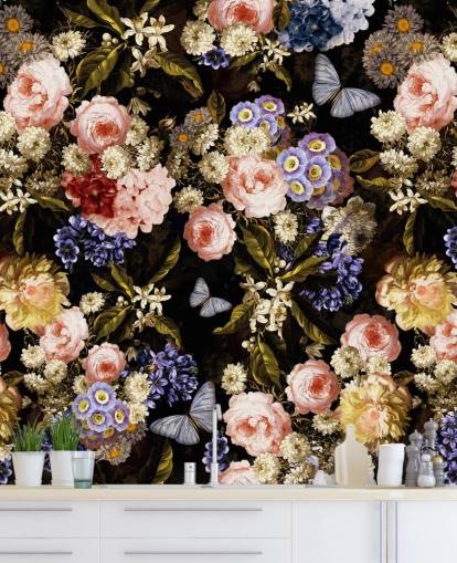 mörka blommor i lila och rosa tapeter mörka blommor i lila och rosa tapeter