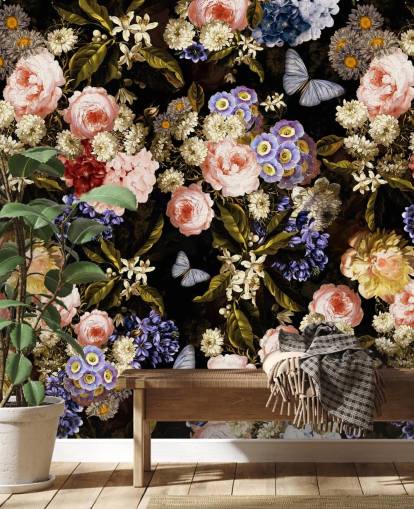 mørke blomster i lilla og rosa tapet mørke blomster i lilla og rosa tapet