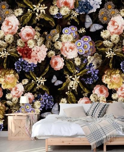 mörka blommor i lila och rosa tapeter mörka blommor i lila och rosa tapeter