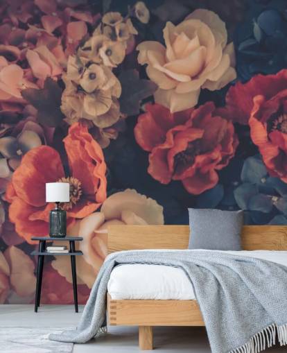 sepia tonet falske blomster tapet