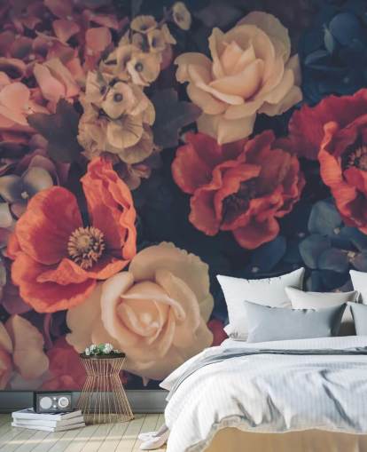 sepia toned fake flowers wallpaper