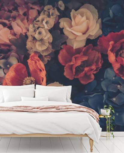 sepia tonet falske blomster tapet
