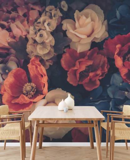 papier peint de fausses fleurs sépia