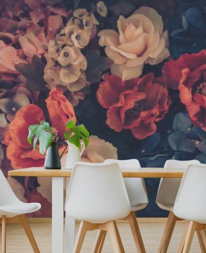 papier peint de fausses fleurs sépia