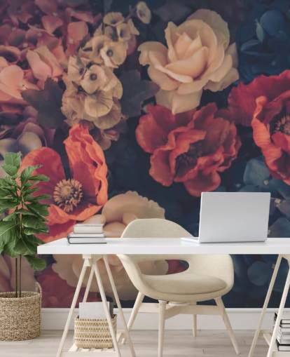 sepia toned fake flowers wallpaper