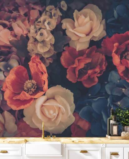 sepia toned fake flowers wallpaper