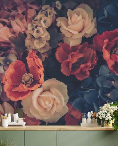 sepia toned fake flowers wallpaper