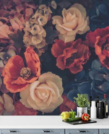 papier peint de fausses fleurs sépia