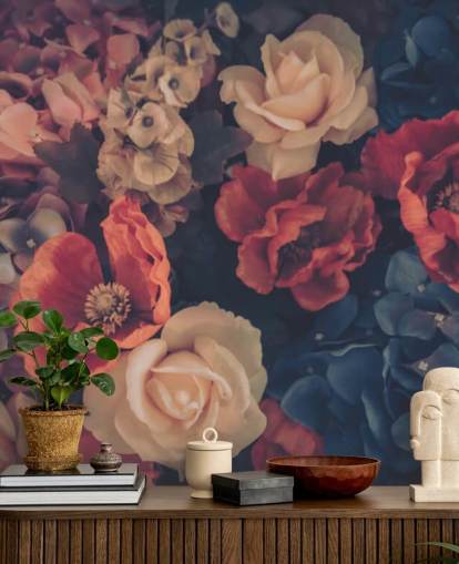 papier peint de fausses fleurs sépia