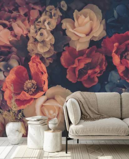 sepia toned fake flowers wallpaper