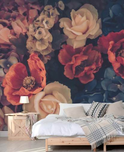 sepia tonet falske blomster tapet