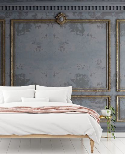 papel de parede com efeito de painel cinza escuro e dourado papel de parede com efeito de painel cinza escuro e dourado