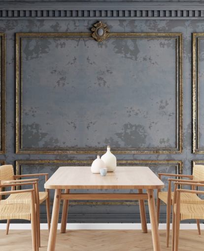 mørkegrå og guld panel effekt tapet