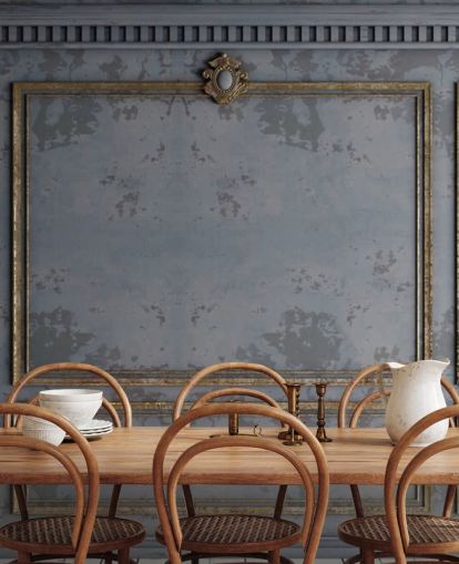 carta da parati effetto pannello grigio scuro e oro