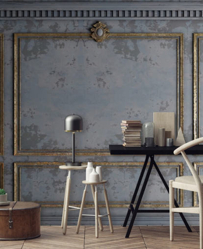 papier peint effet panneau gris foncé et doré papier peint effet panneau gris foncé et doré