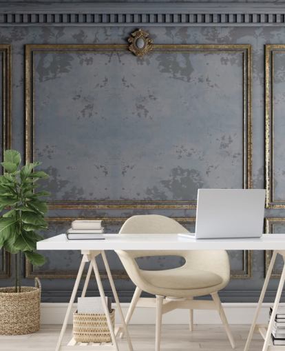 papel de parede com efeito de painel cinza escuro e dourado papel de parede com efeito de painel cinza escuro e dourado