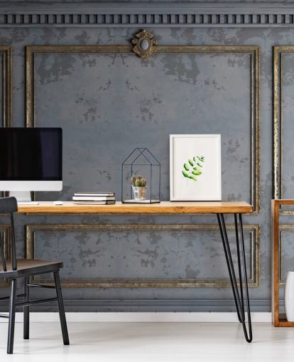 dark gray and gold panel effect wallpaper