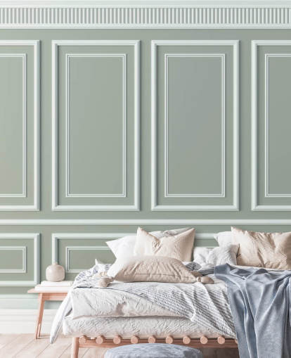 grey and white panel effect wallpaper