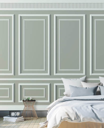 papier peint effet panneau gris et blanc