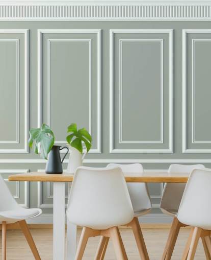 papel de parede com efeito de painel cinza e branco