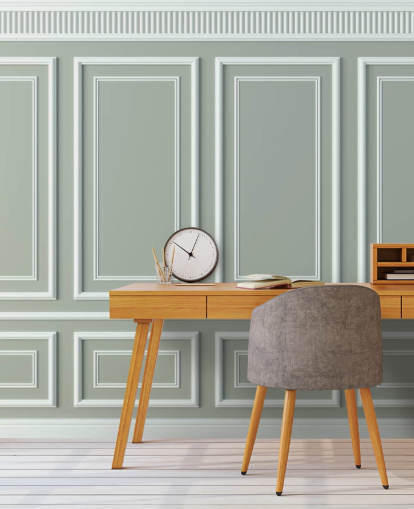 papel de parede com efeito de painel cinza e branco