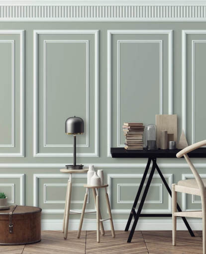 grey and white panel effect wallpaper