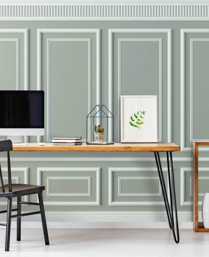 gray and white panel effect wallpaper