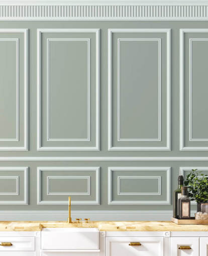 gray and white panel effect wallpaper