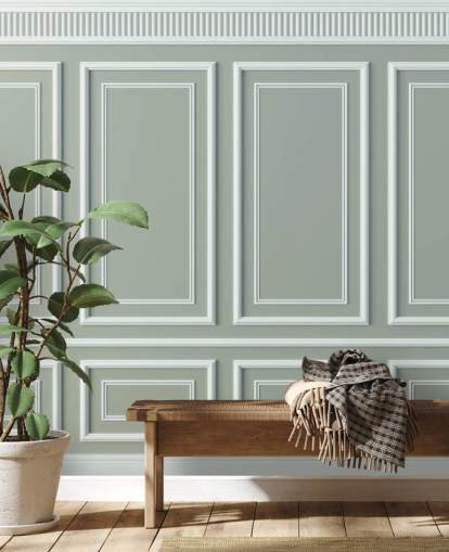 gray and white panel effect wallpaper