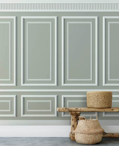 papier peint effet panneau gris et blanc