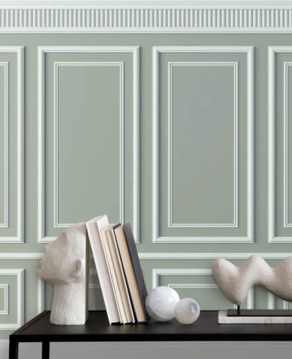 gray and white panel effect wallpaper