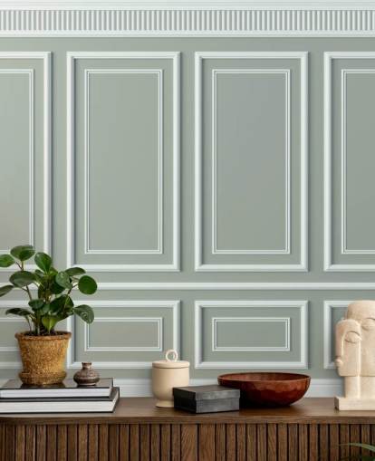gray and white panel effect wallpaper