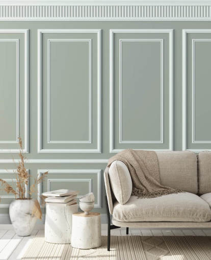 grey and white panel effect wallpaper