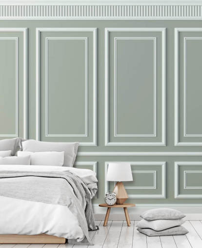gray and white panel effect wallpaper
