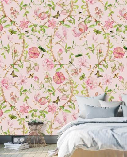 pink blomster tapet
