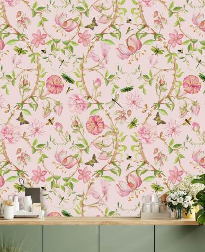 rosa floral tapet rosa floral tapet