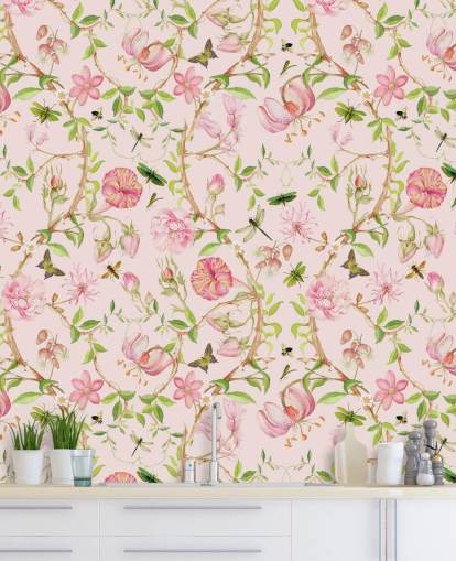 papel de parede floral rosa papel de parede floral rosa